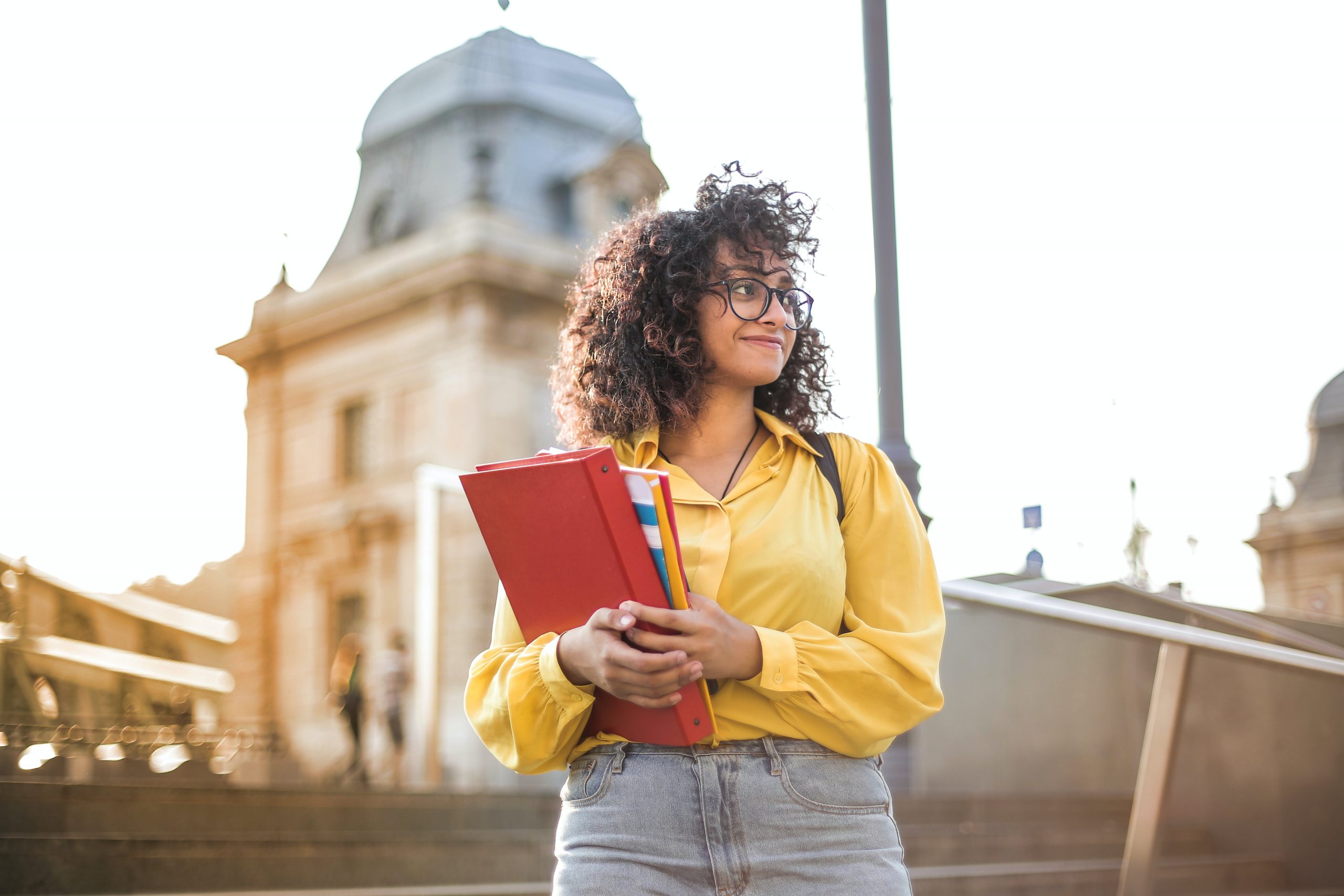 female student learning english language skills