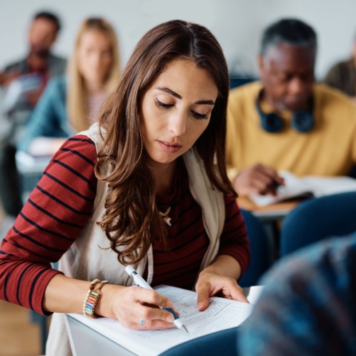 students giving ielts examination