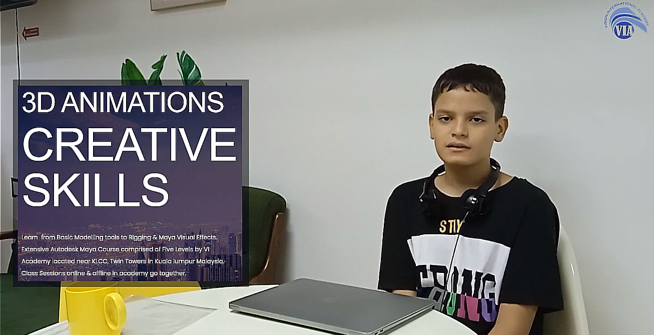 Young teenager Student Ashraf of viacademy studying 3d animation in kuala lumpur malaysia